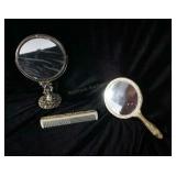 MAKEUP MIRROR, HEAVY FLORAL HAND HELD MIRROR WITH