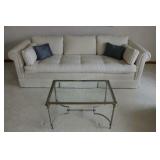 WHITE FLORAL SOFA WITH DECORATIVE PILLOWS