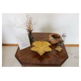 LAMP - 30" WITH CONTENTS IN & ON END TABLE: