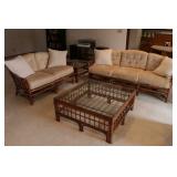 9-PC BAMBOO FURNITURE SET: SOFA, SOFA TABLE,
