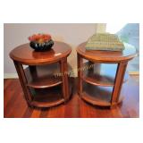 Pair wooden serving or side tables