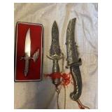 Ornate oriental knives w/ sheaths
