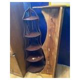 Corner cabinet and shelf. Corner cabinet