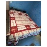 Red & white bedspread