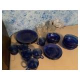 Blue glassware & misc.