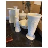 White glassware pieces