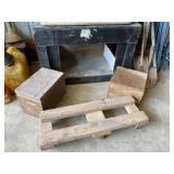 Home made stand, dolly and 2 wood boxes