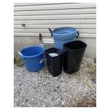 Lots of trash cans