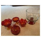 Miscellaneous red glassware