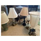 Six small table lamps