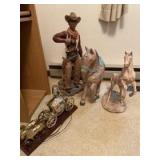 Horse decor and cowboy statue. Cowboy statue