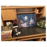 Christmas decor including snow bunnies and