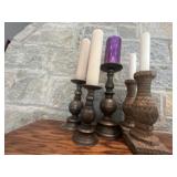 Candleholders candelabra and artificial plant