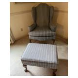 Blue chair and ottoman