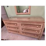 Vintage wicker/rattan dresser with glass top