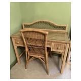 Vintage Wicker /rattan desk and chair