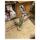 Metal flower outdoor decor and shepherds hooks