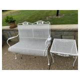 Outdoor bench and side table. Heavy
