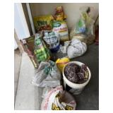 Lawn repair items including new bag of preen,