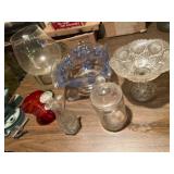 Glassware incl. bowl with blue flowers