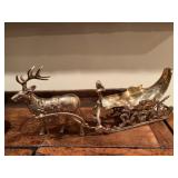 Brass reindeer and sleigh