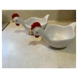 Two small hen bowls