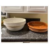 Crock bowl and terra-cotta bowl