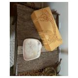 Small table rug marble lien tray Says made in