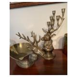 Heavy brass deer decor pieces