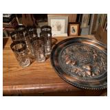 Drinking glasses and serving tray