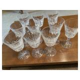 10 Waterford stemmed wine glasses 6 inches tall