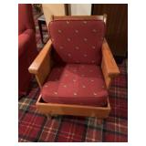 Wood chair with duck cushions