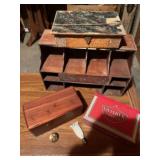 Old items incl. wood box and US pin