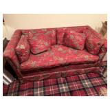 Red print loveseat