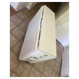 Dropleaf craft table on wheels with storage. 12