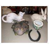 Ceramic made in Italy cat, rabbit frog horseshoe