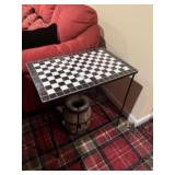 Black and white checkered side table