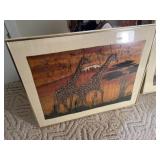 2 pieces wall art. Hand painted or drawn on cloth