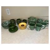Various dishware. Large leaf bowls made in