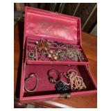 Old jewelry box and jewelry