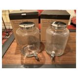 Two glass jar drink dispensers