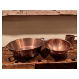 2 copper look/ copper mixing bowls and pitcher