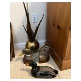 Duck decor and vase with feathers