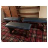 3 benches with blue vinyl