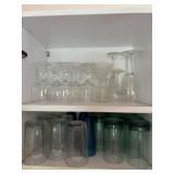 Drinking glasses. Greenish ones are plastic