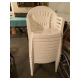 White outdoor plastic chairs