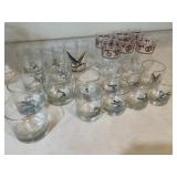 Drinking glasses including duck and pheasant