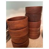 Nine wood bowls