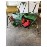 Lawn Cedars and tripod sprinklers. One wheel on