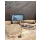 Old items including wooden box Small arms and